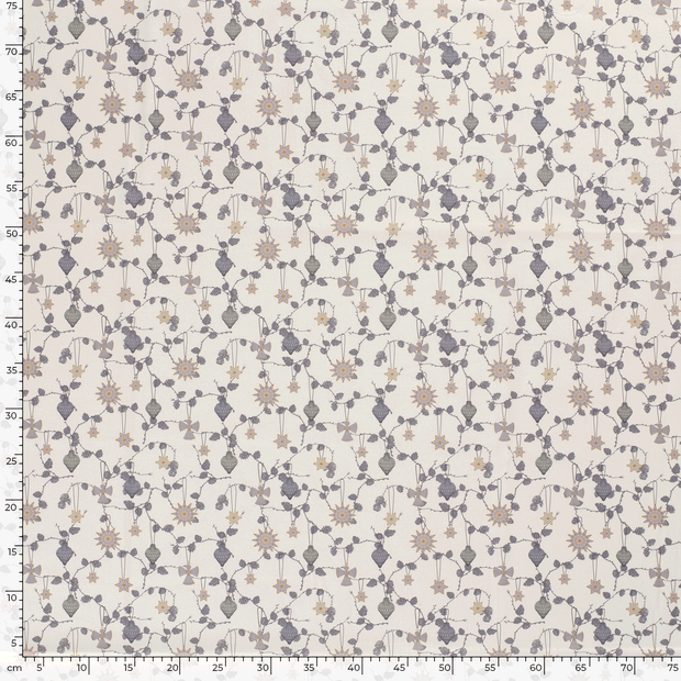 Cotton Poplin fabric Christmas Beige
