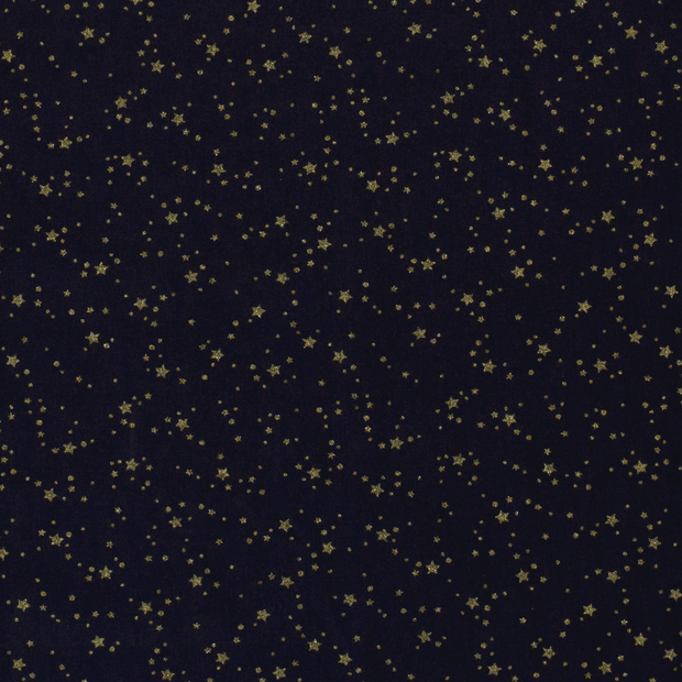 Algodón Popelina tela estrellas de Navidad Azul marino