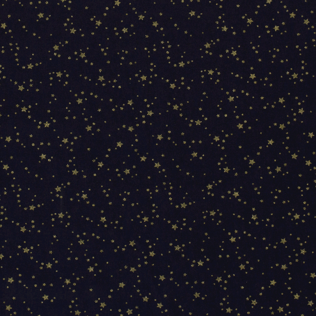 Cotton Poplin fabric Christmas stars Navy