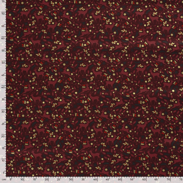 Cotton Poplin fabric Animals Red
