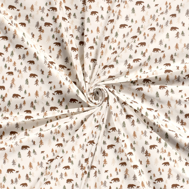 Jersey de Coton tissu Blanc cassé imprimé 