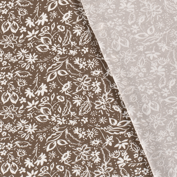 Viscose Twill stof Bloemen bedrukt 