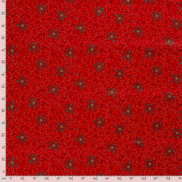 Cotton Poplin fabric Christmas Red