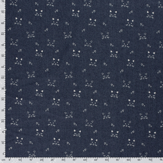 Denim fabric Animals Navy