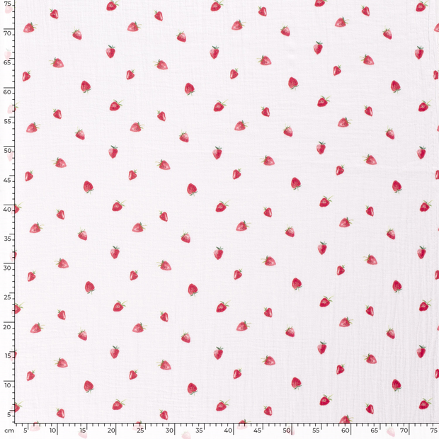 Muslin fabric Fruits White