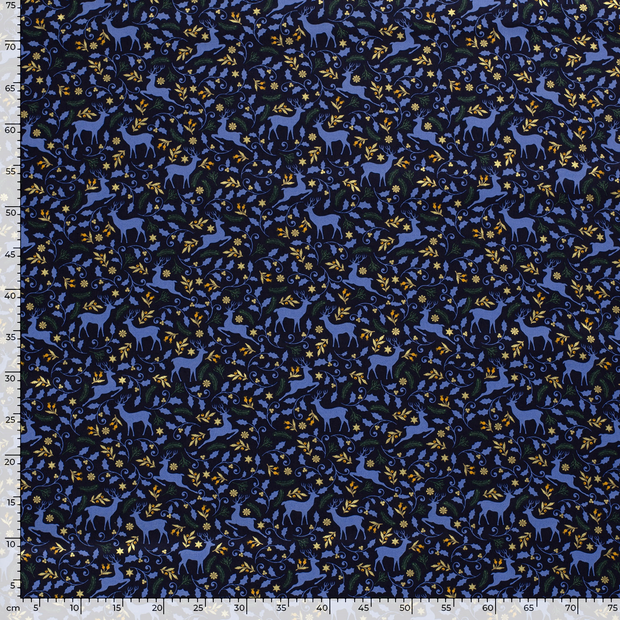 Cotton Poplin fabric Animals Navy