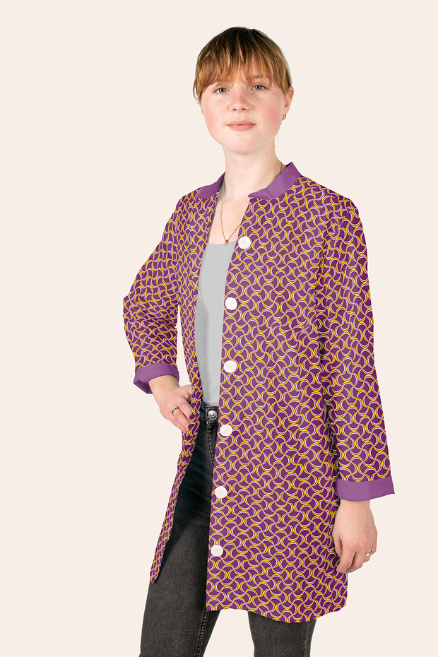 Viscose Poplin fabric Abstract Aubergine