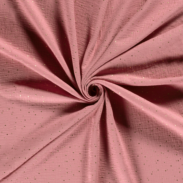 Muslin fabric Light Pink foiled 