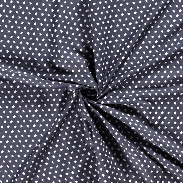 Cotton Poplin fabric Steel Blue printed 