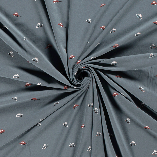 Jersey fabric Indigo printed 