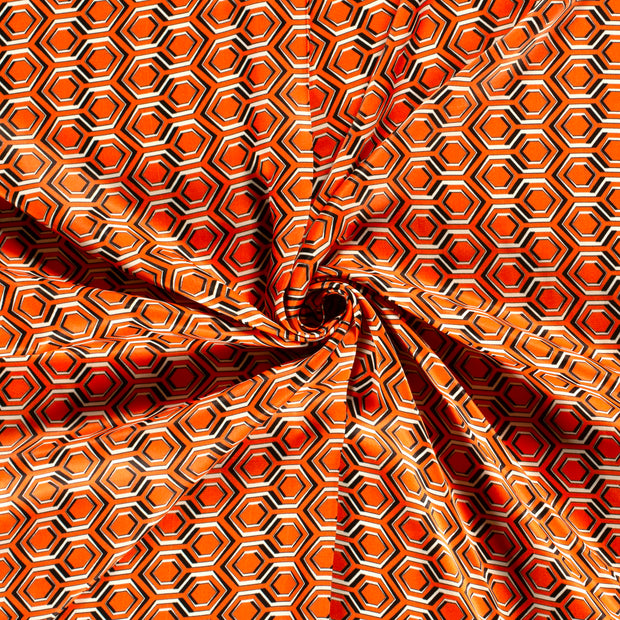 Viscose Satijn stof Oranje digitaal bedrukt 