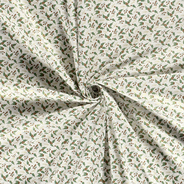 Cotton Poplin fabric Off White printed and foil 