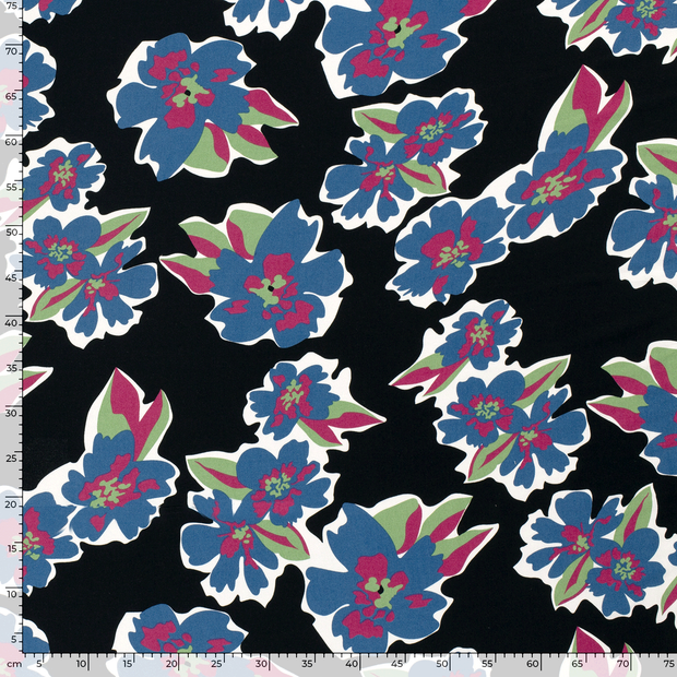 Viscose Twill fabric Abstract Black