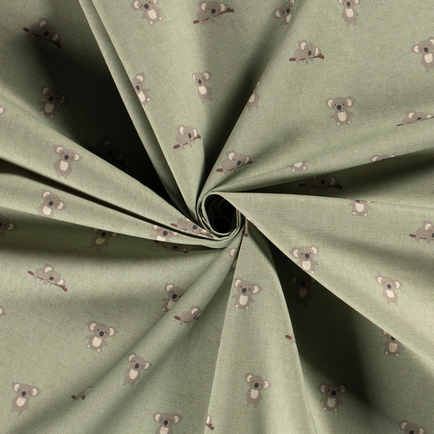 Panama fabric Olive Green printed 