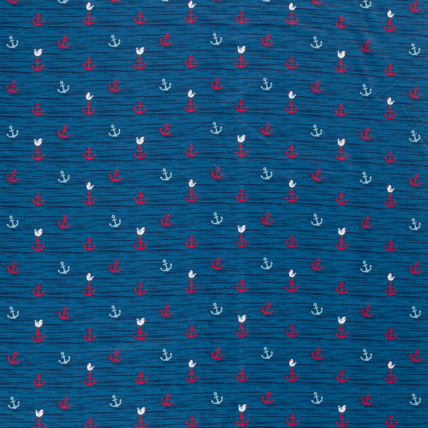 Cotton Jersey fabric Anchors Indigo Wholesale fabrics Nooteboom