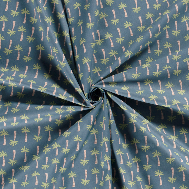 Cotton Poplin fabric Steel Blue printed 