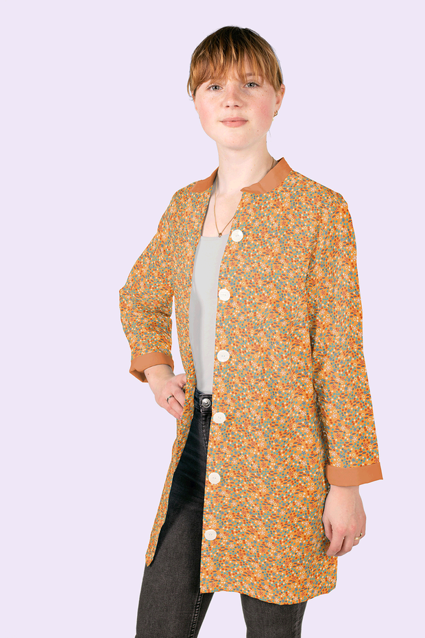 Cotton Poplin fabric Millefleurs Orange