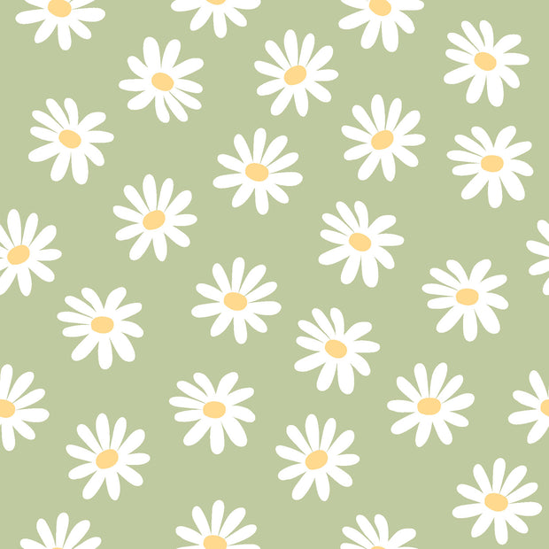 Coated Tablecloth fabric Flowers Green