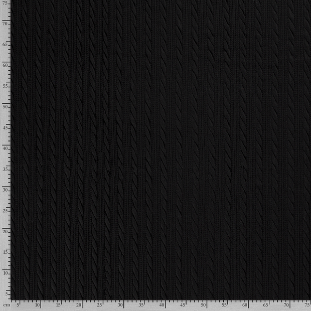 Heavy Knit fabric Cable Black