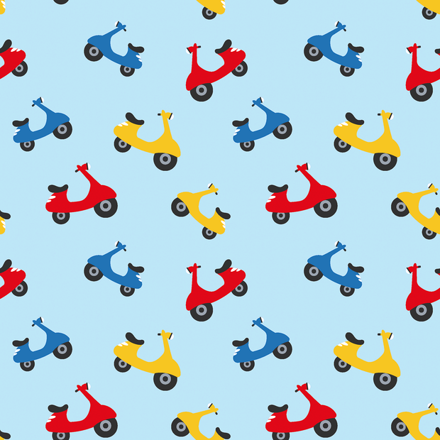 Algodón Jerséis tela Motocicletas Azul bebé