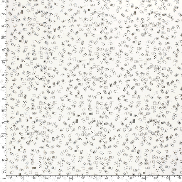 Cotton Poplin fabric Games Optical White