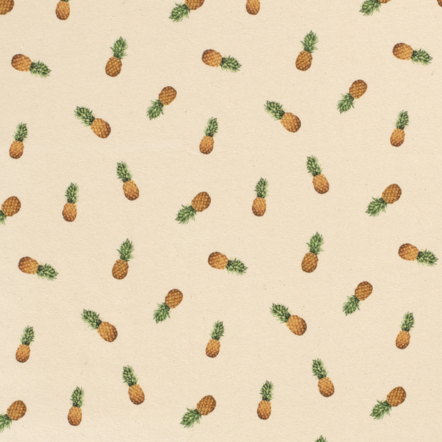 Cotton Jersey Bio Naturel fabric Pineapple Off White