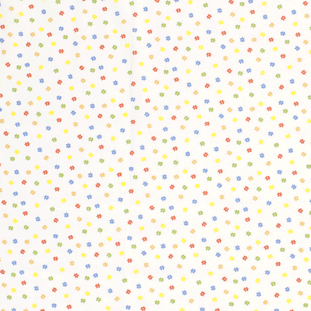 Cotton Poplin fabric Flowers Optical White