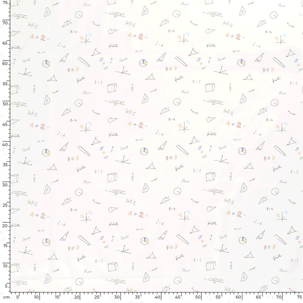 Cotton Poplin fabric Ornaments Optical White