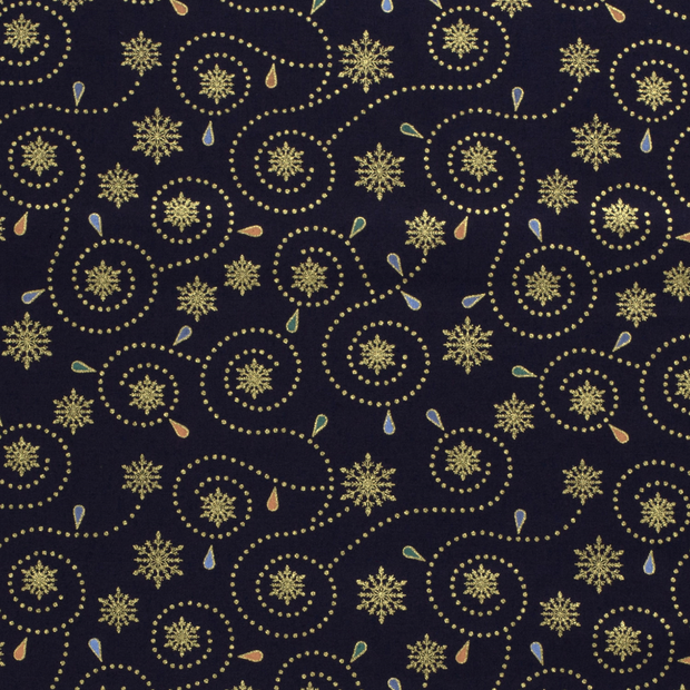 Cotton Poplin fabric Christmas Navy