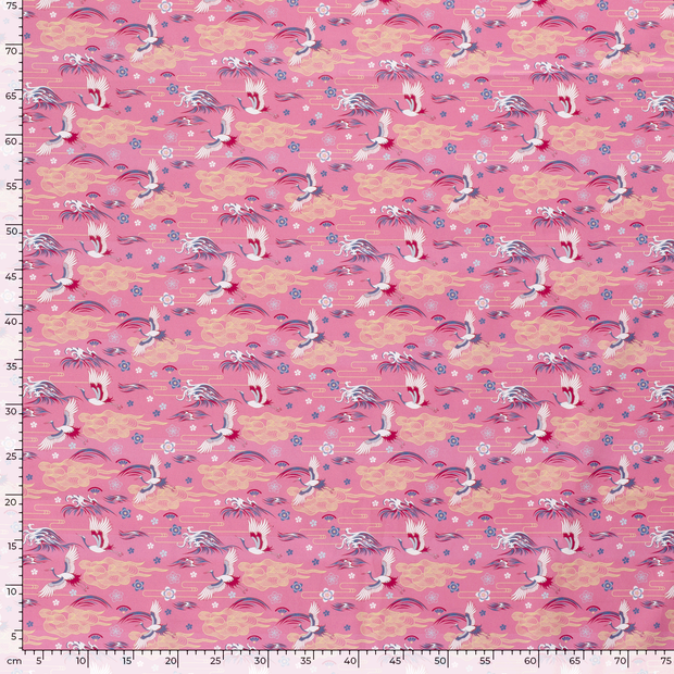 Cotton Poplin fabric Animals Pink
