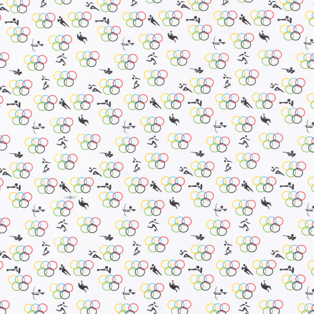 Cotton Poplin fabric Games White