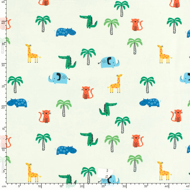 Katoen Jersey stof Olifanten Mint