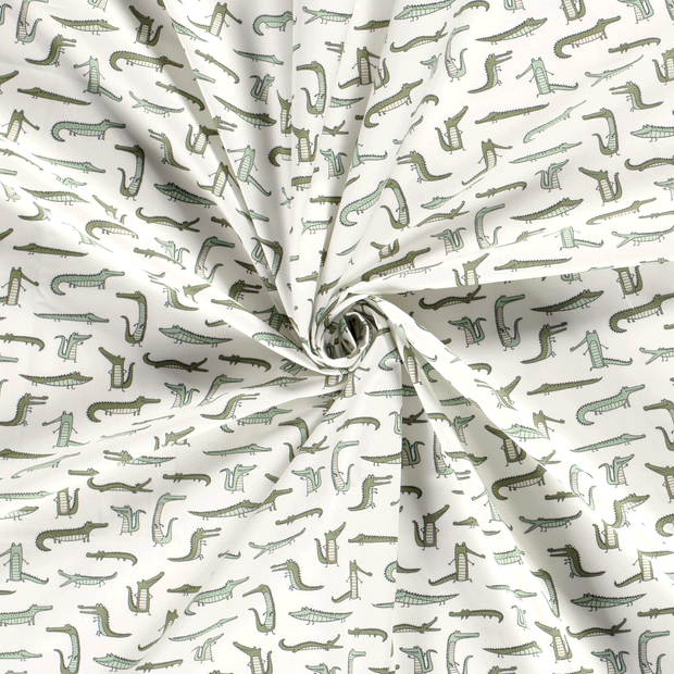 Cotton Poplin fabric Off White printed 