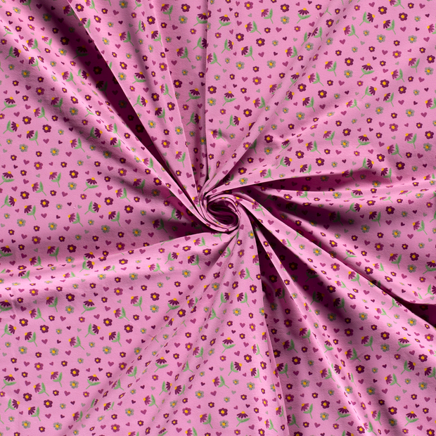 Jersey de Coton tissu Rose imprimé 