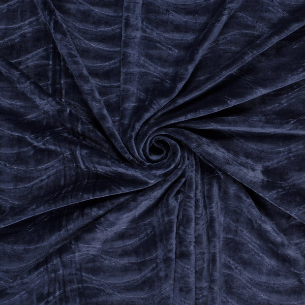 Terciopelo tela Azul marino grabado (estampado) 