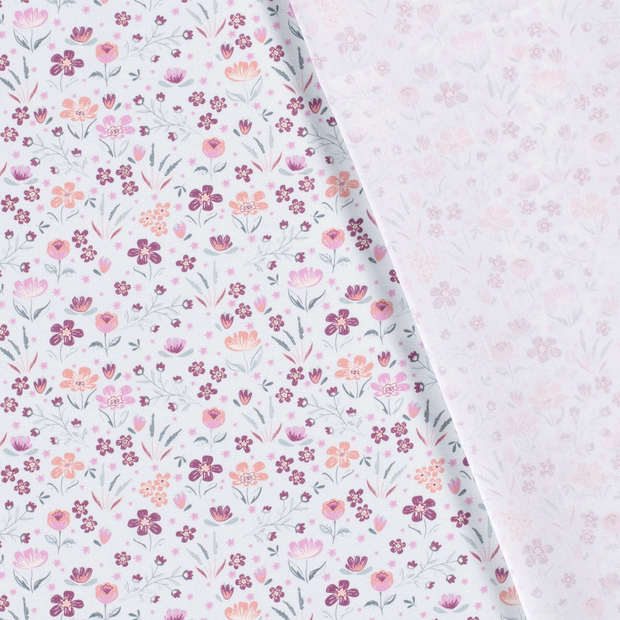 Cotton Poplin fabric Millefleurs printed 