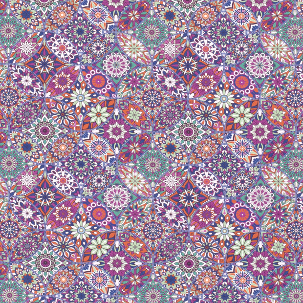 Cotton Poplin fabric Abstract Cobalt