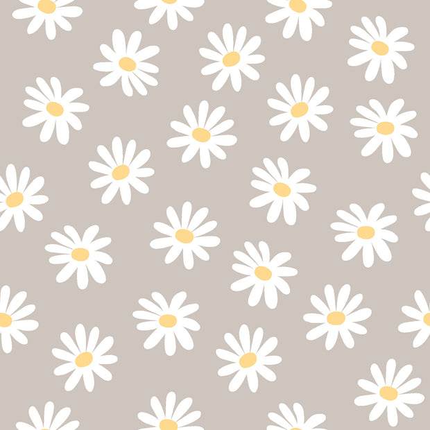 Coated Tablecloth fabric Flowers Beige
