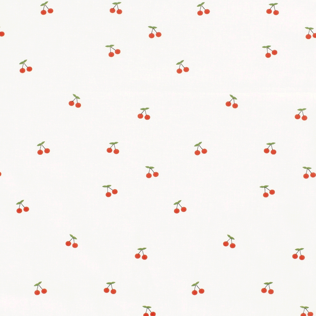 Cotton Poplin fabric Fruits Optical White