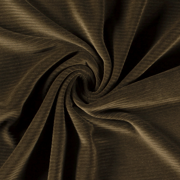 Nicky Velours Rib fabric Unicolour Khaki Green
