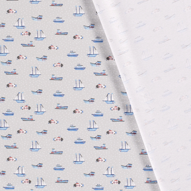 Jersey de Coton tissu voiliers imprimé 