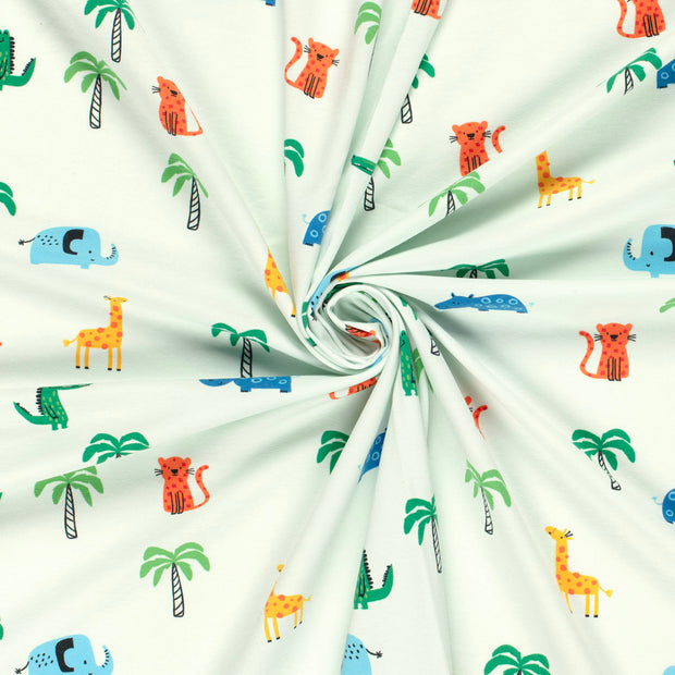 Katoen Jersey stof Mint bedrukt 