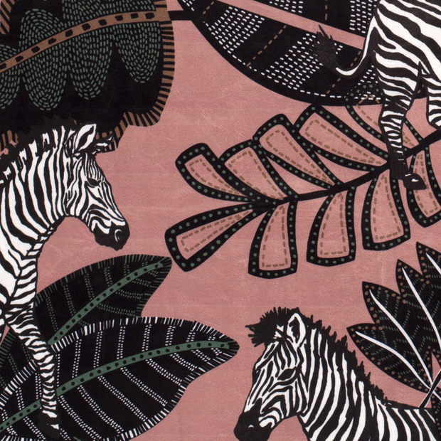 Velvet fabric Zebras Pink