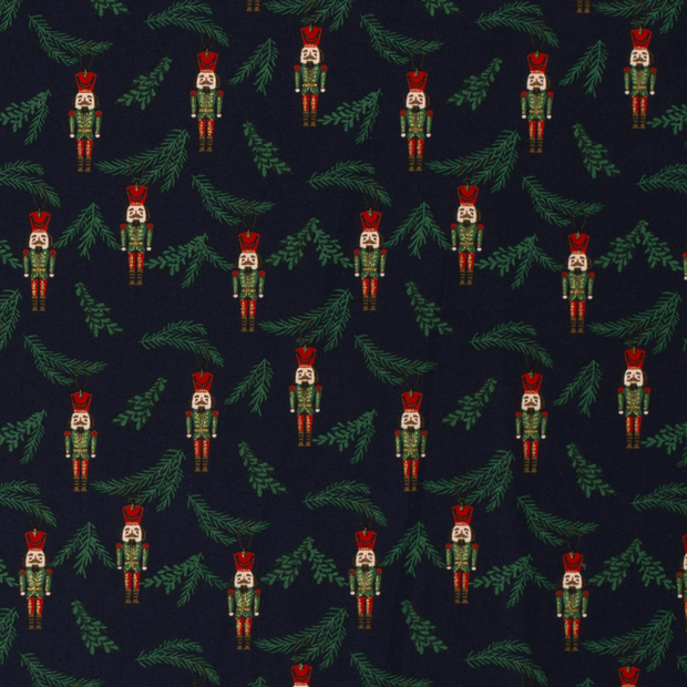 Cotton Poplin fabric Christmas ornaments Navy