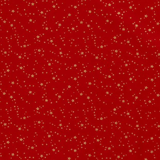 Cotton Poplin fabric Christmas stars Red