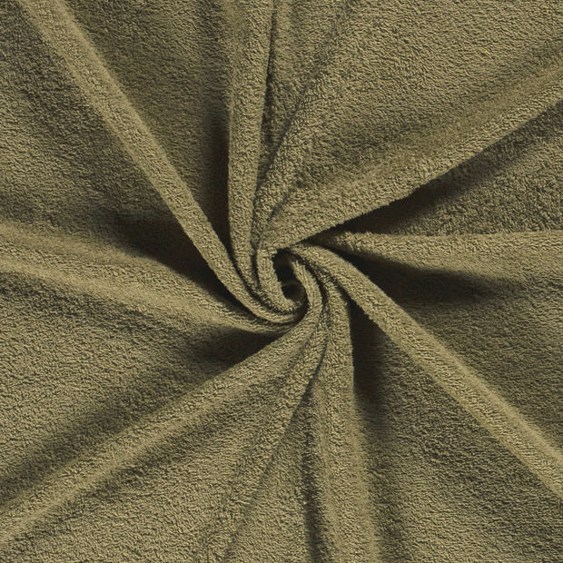 Terry Towelling fabric Olive Green 