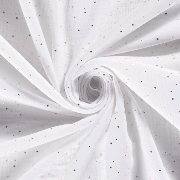 Muslin fabric Dots Optical White