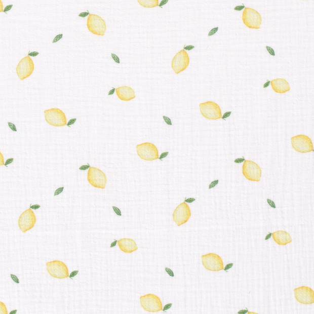 Muselina tela Frutas Blanco