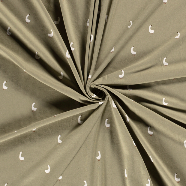 Jersey fabric Olive Green printed 