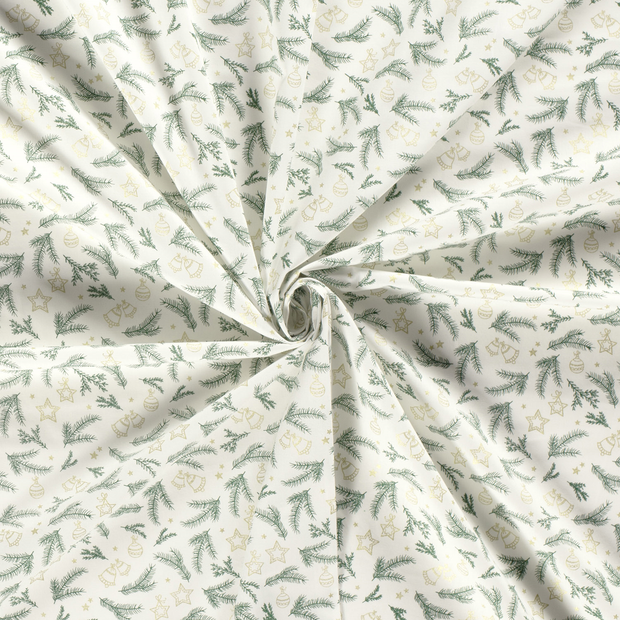 Cotton Poplin fabric Off White printed and foil 